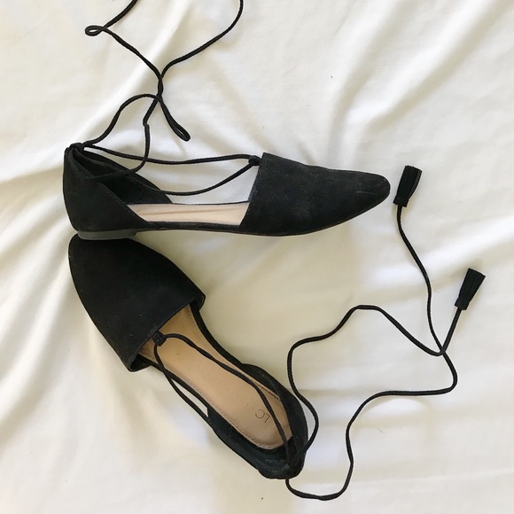 Black Lace Up Lauren Conrad Flats - Size 8 - Picture 1 of 6